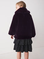 Dark Purple Faux Fur Coat (3-16yrs)