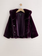 Dark Purple Faux Fur Coat (3-16yrs)