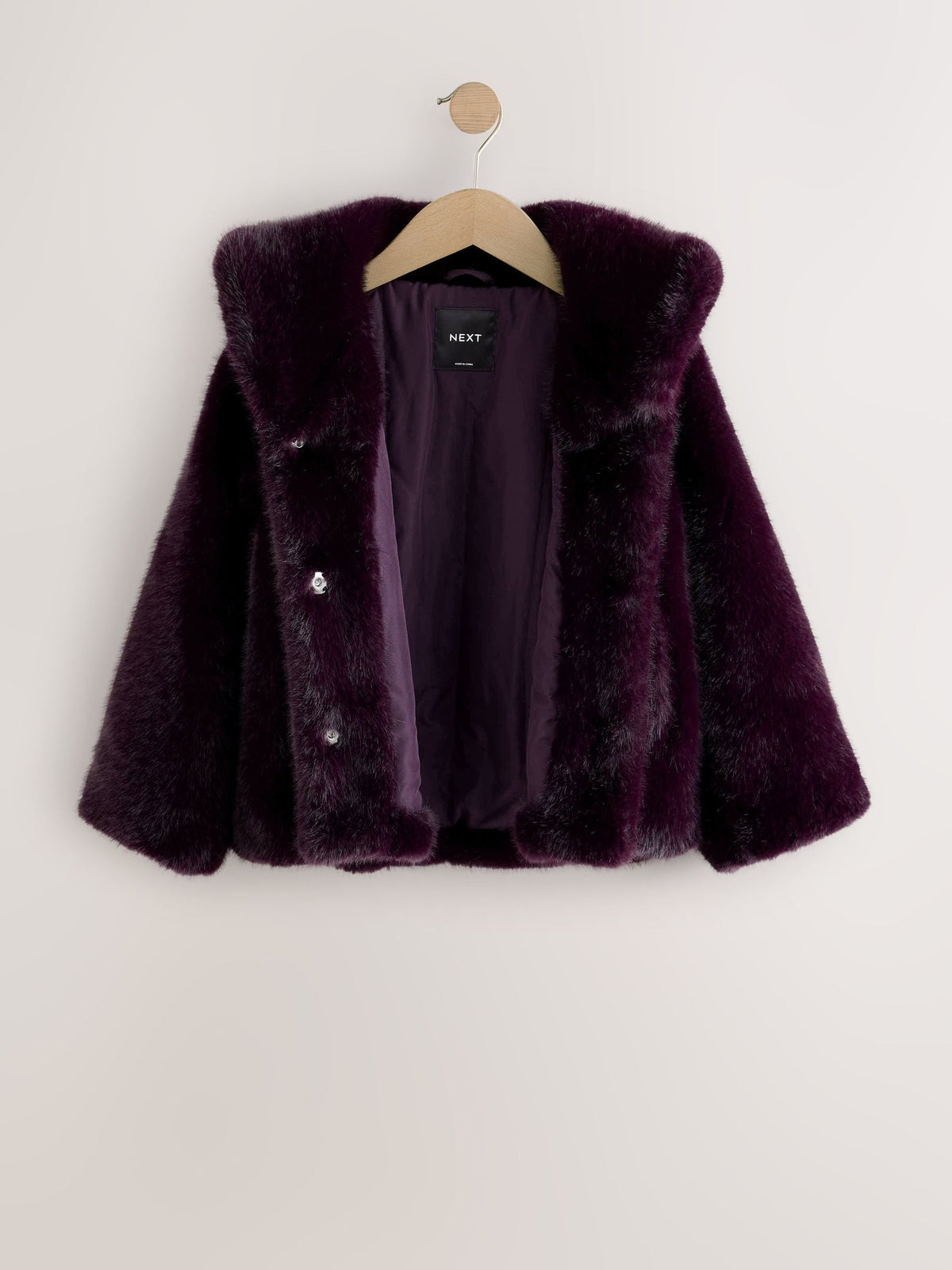 Dark Purple Faux Fur Coat (3-16yrs)