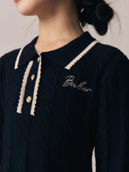 Baker by Ted Baker Navy Cable Knit Collared Dress