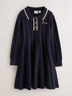 Baker by Ted Baker Navy Cable Knit Collared Dress