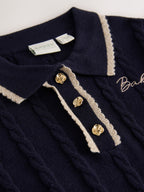 Baker by Ted Baker Navy Cable Knit Collared Dress