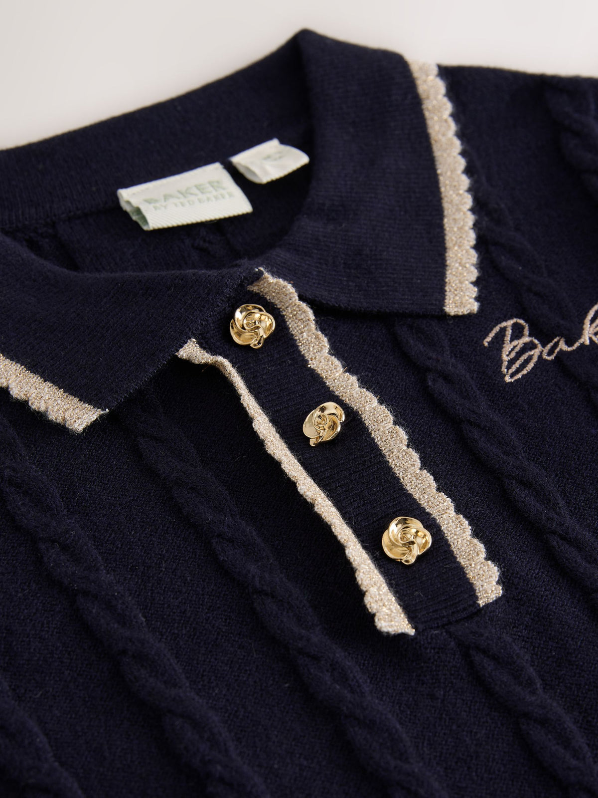 Baker by Ted Baker Navy Cable Knit Collared Dress