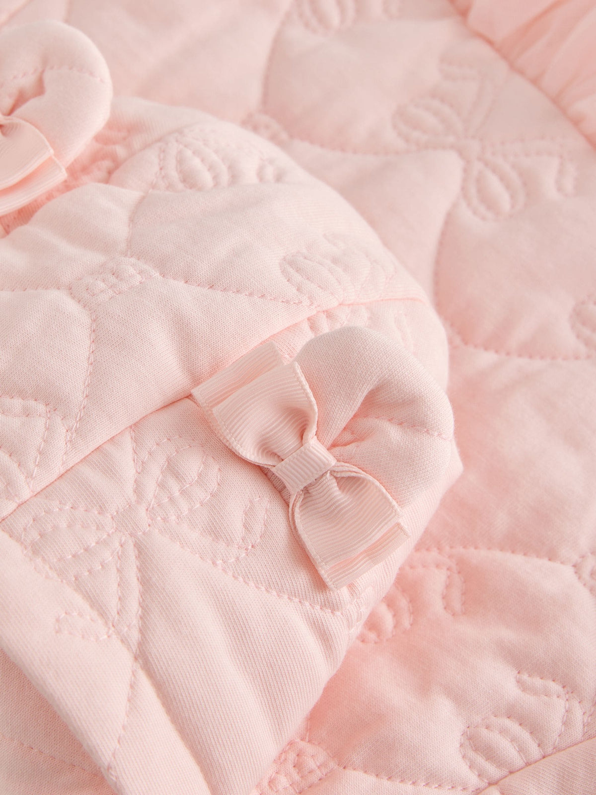 Baker by Ted Baker Blush Pink B Jacquard Quilted Mesh Peplum Pramsuit