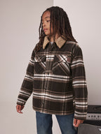 Chocolate Brown Check Borg Lined Shacket (3-16yrs)