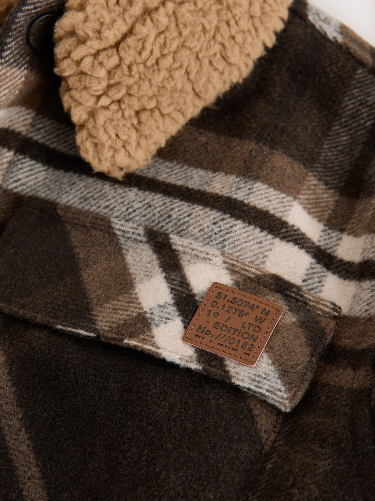 Chocolate Brown Check Borg Lined Shacket (3-16yrs)