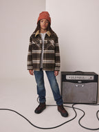 Chocolate Brown Check Borg Lined Shacket (3-16yrs)