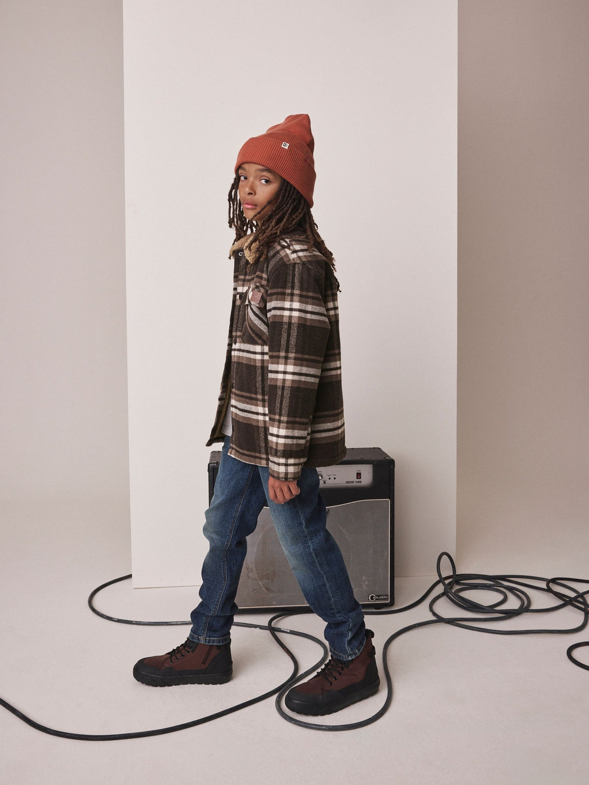 Chocolate Brown Check Borg Lined Shacket (3-16yrs)