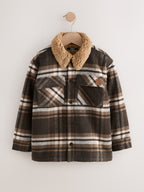 Chocolate Brown Check Borg Lined Shacket (3-16yrs)