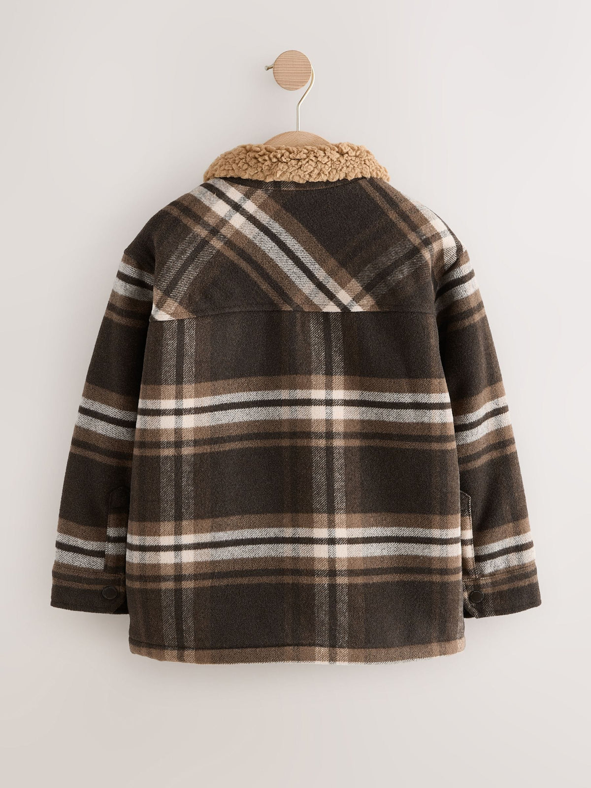 Chocolate Brown Check Borg Lined Shacket (3-16yrs)