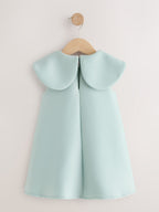 Green Sleeveless Diamante Scuba Collar Dress (3mths-7yrs)