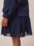 Navy Bow Long Sleeve Sweat Dress (3mths-7yrs)
