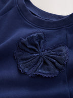Navy Bow Long Sleeve Sweat Dress (3mths-7yrs)