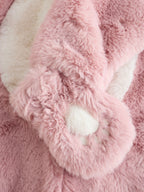Pink Embroidered Bunny Faux Fur Hooded Baby All-In-One (0mths-2yrs)