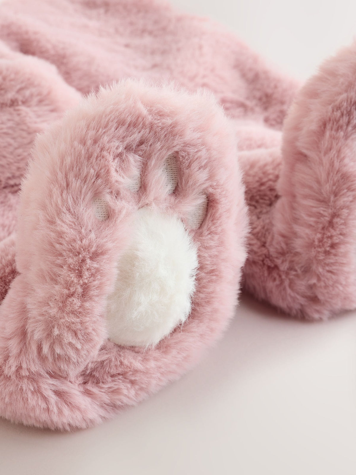 Pink Embroidered Bunny Faux Fur Hooded Baby All-In-One (0mths-2yrs)