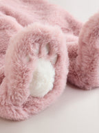 Pink Embroidered Bunny Faux Fur Hooded Baby All-In-One (0mths-2yrs)