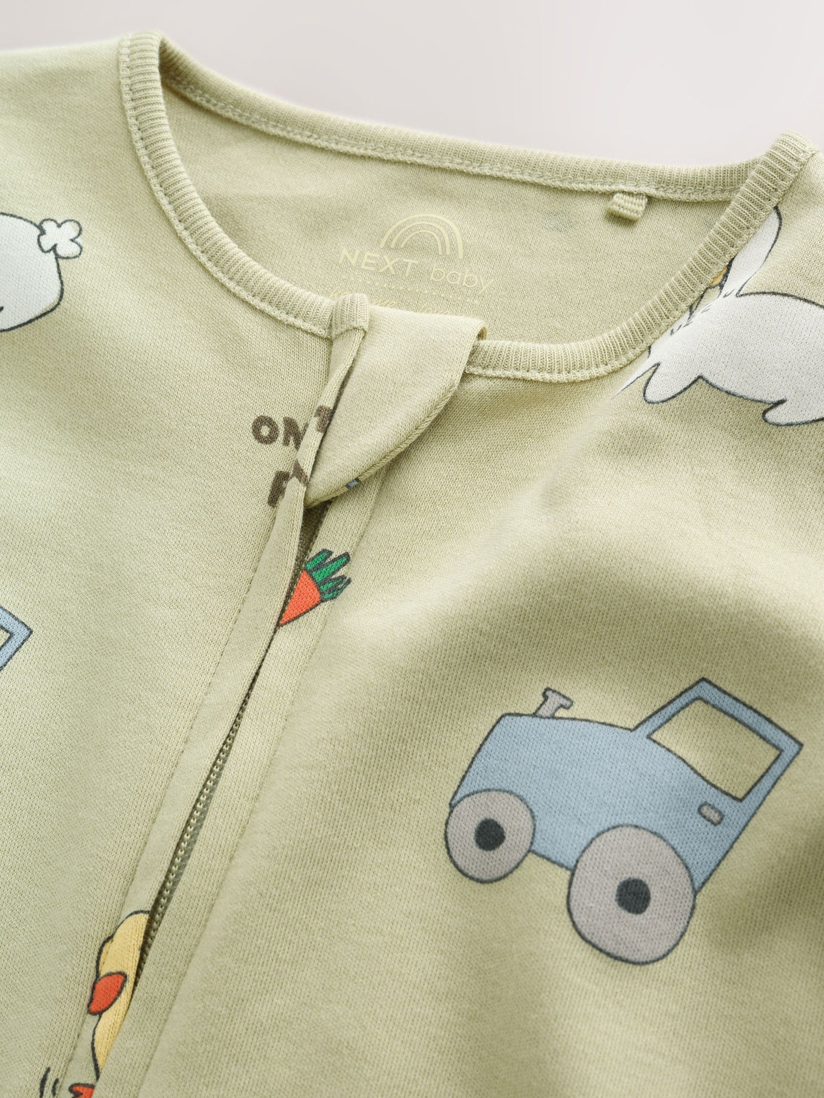 Yellow Farm Animals Two Way Zip Baby Sleepsuits 3 Pack (0mths-2yrs)