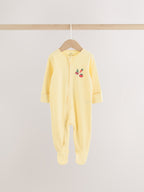 Yellow Farm Animals Two Way Zip Baby Sleepsuits 3 Pack (0mths-2yrs)