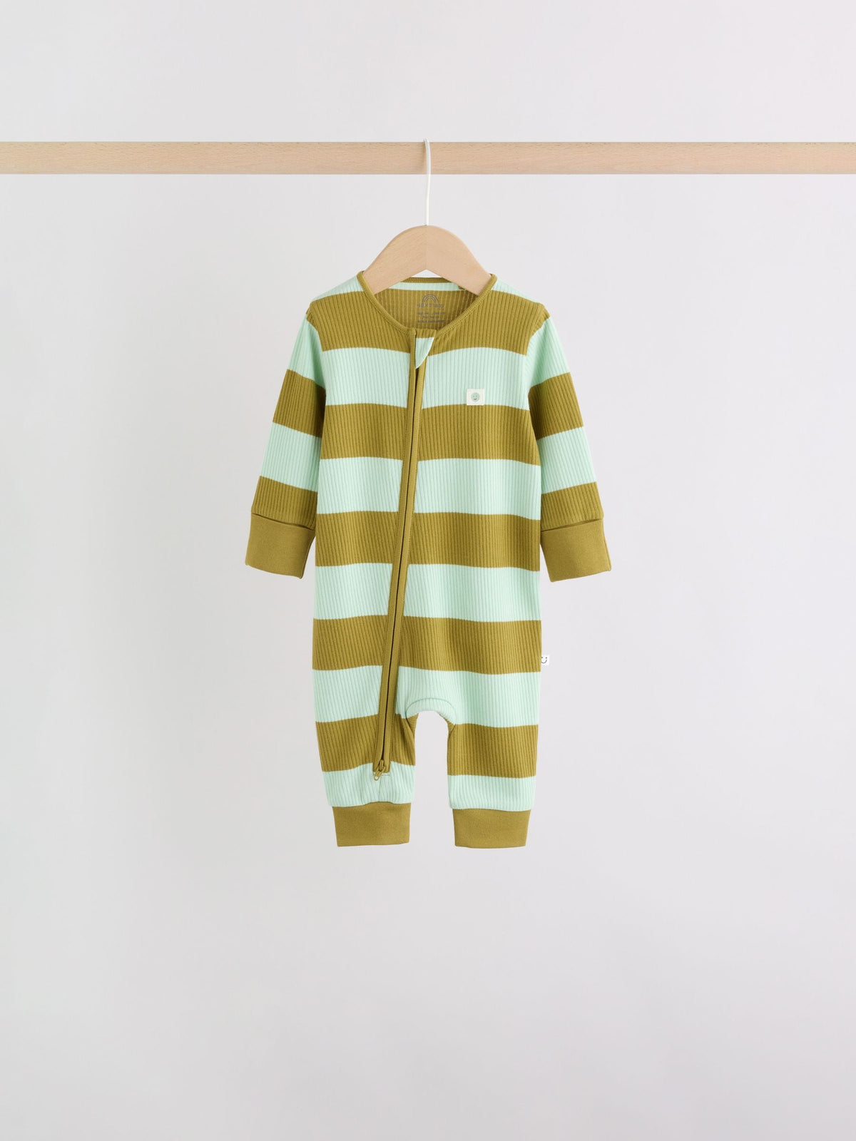 Blue/Green Stripe Two Way Zip Sleepsuits 4 Pack (0mths-3yrs)