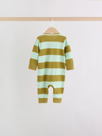 Blue/Green Stripe Two Way Zip Sleepsuits 4 Pack (0mths-3yrs)