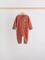 Blue/Green Stripe Two Way Zip Sleepsuits 4 Pack (0mths-3yrs)