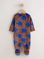 Brown Elephant Micro Fleece Two Way Zip Baby Sleepsuit