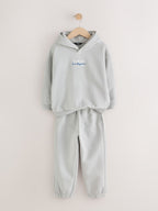 Grey Back Print Relaxed Fit Heavy Weight Hoody Jogger Set (3-16yrs)