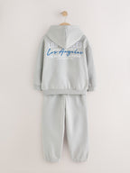 Grey Back Print Relaxed Fit Heavy Weight Hoody Jogger Set (3-16yrs)