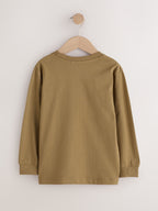 Navy/Tan/Stone Vehicles Graphic Long Sleeve Relaxed Fit T-Shirts 3 Pack (3-16yrs)