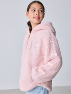 Baker by Ted Baker Pink Zip-Through Hooded Bow Fleece