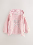 Baker by Ted Baker Pink Zip-Through Hooded Bow Fleece