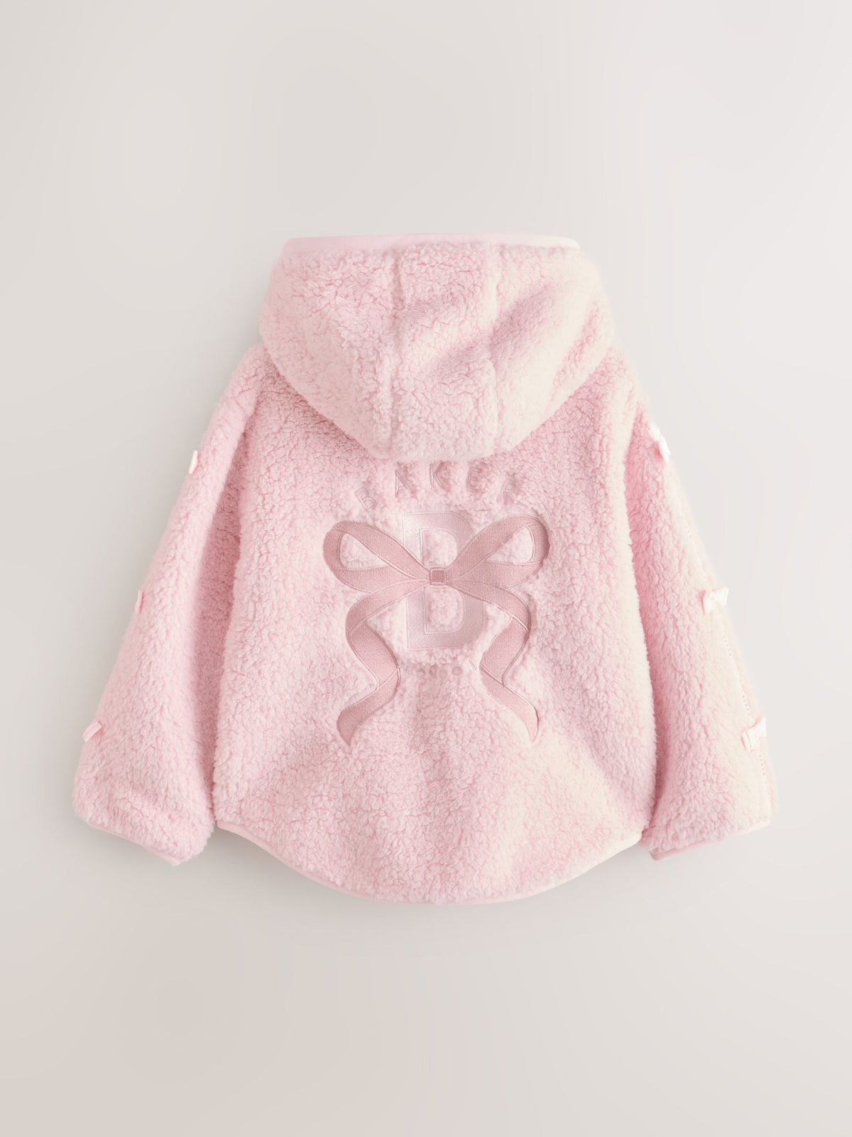 Baker by Ted Baker Pink Zip-Through Hooded Bow Fleece