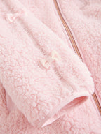 Baker by Ted Baker Pink Zip-Through Hooded Bow Fleece