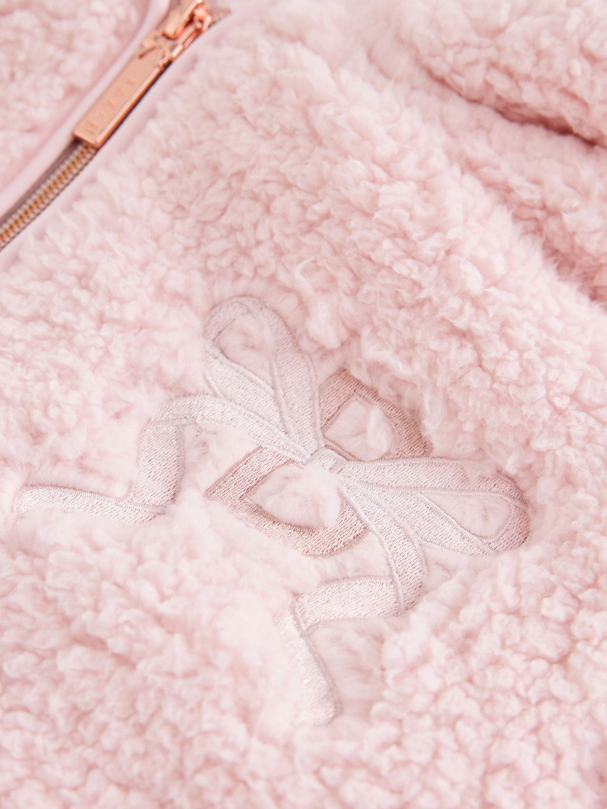Baker by Ted Baker Pink Zip-Through Hooded Bow Fleece