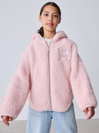 Baker by Ted Baker Pink Zip-Through Hooded Bow Fleece