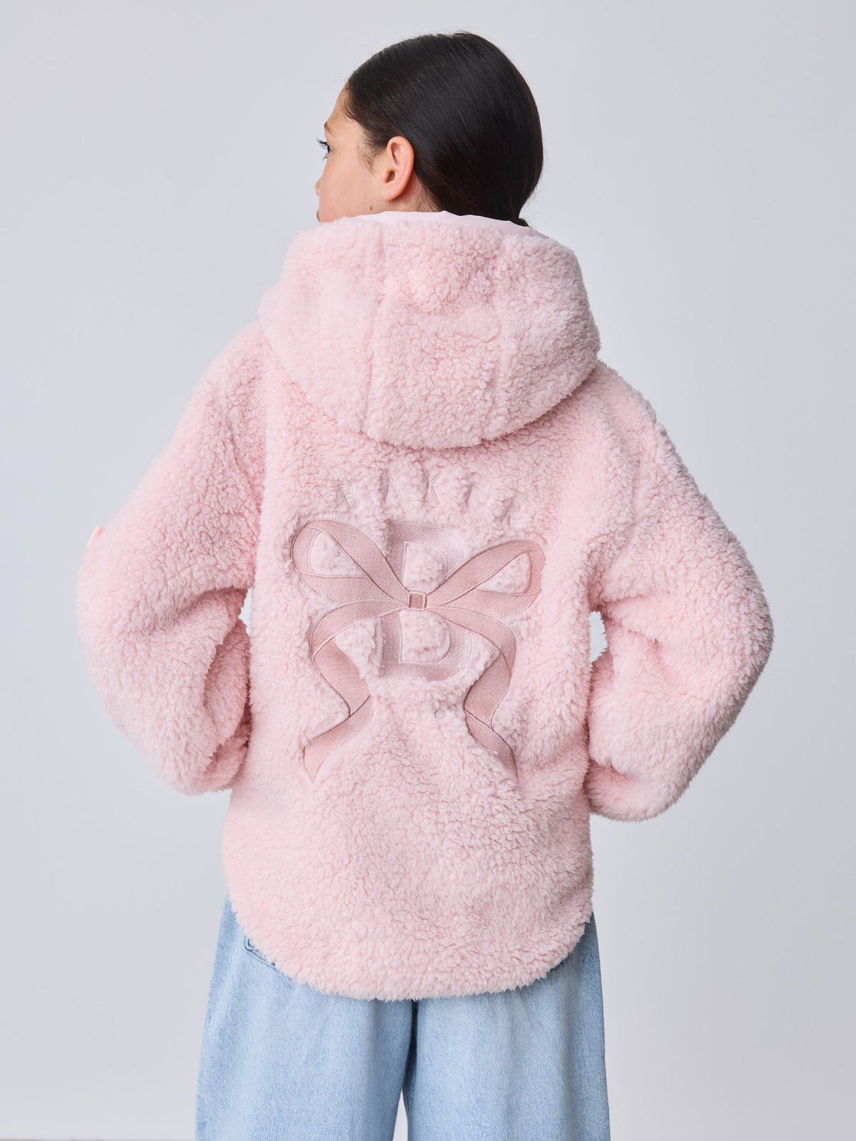 Baker by Ted Baker Pink Zip-Through Hooded Bow Fleece