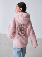 Baker by Ted Baker Pink Zip-Through Hooded Bow Fleece