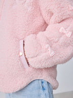 Baker by Ted Baker Pink Zip-Through Hooded Bow Fleece