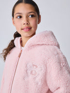 Baker by Ted Baker Pink Zip-Through Hooded Bow Fleece