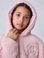 Baker by Ted Baker Pink Zip-Through Hooded Bow Fleece