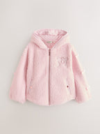 Baker by Ted Baker Pink Zip-Through Hooded Bow Fleece