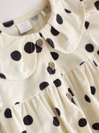 Monochrome Spot Baby Romper And Tights 2 Piece Set (0mths-2yrs)
