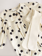 Monochrome Spot Baby Romper And Tights 2 Piece Set (0mths-2yrs)