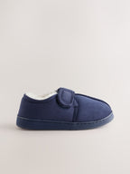 Navy Warm Lined Touch Fastening Cupsole Slippers