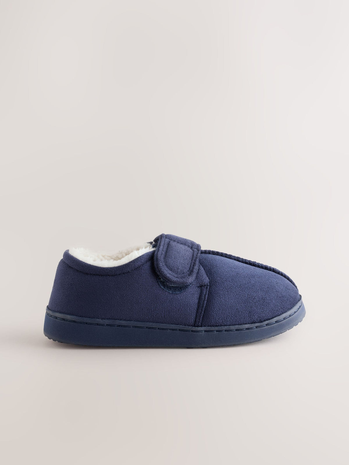 Navy Warm Lined Touch Fastening Cupsole Slippers