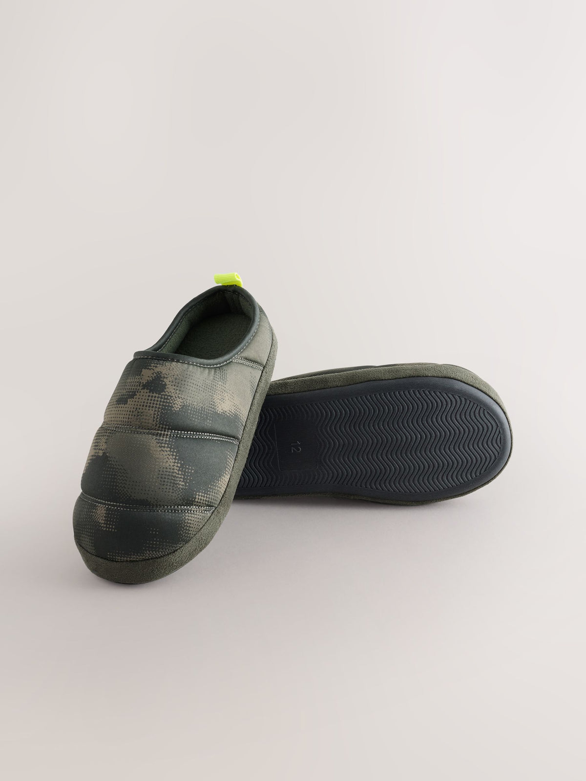 Khaki Camo Warm Lined Slipper Mules