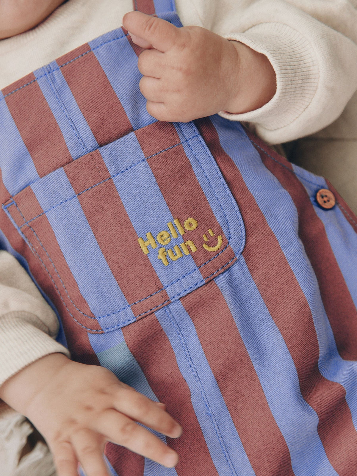 Blue/Brown Stripe Baby Twill Dungarees and Bodysuit Set (0mths-2yrs)