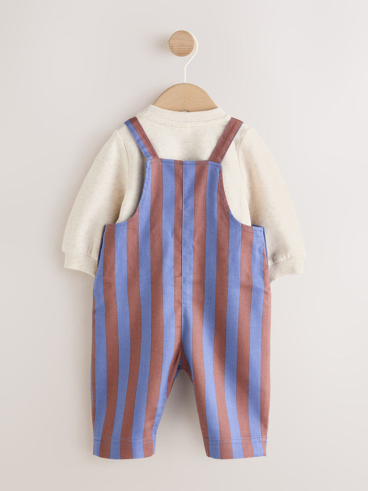 Blue/Brown Stripe Baby Twill Dungarees and Bodysuit Set (0mths-2yrs)