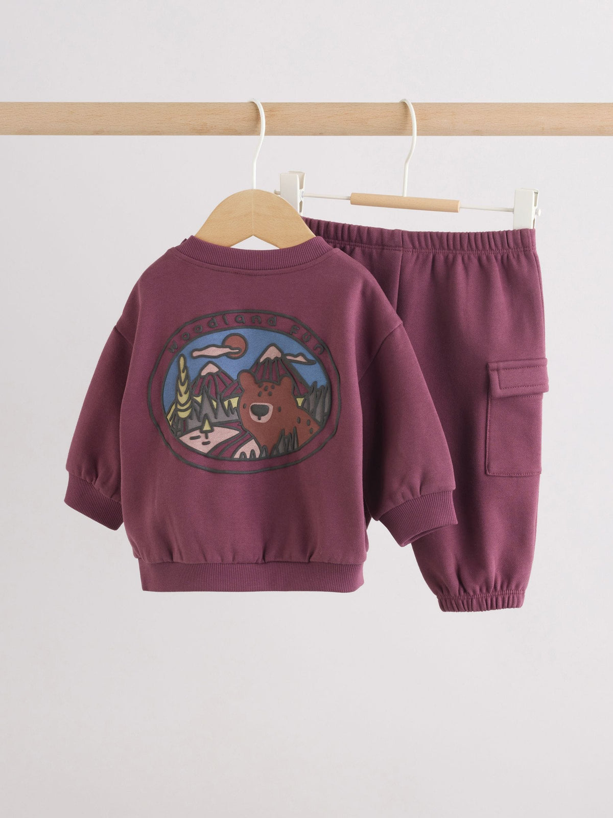 Burgundy Red Bear Baby Sweatshirt and Joggers Set (0mths-2yrs)