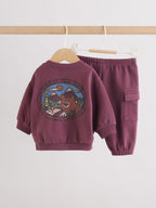 Burgundy Red Bear Baby Sweatshirt and Joggers Set (0mths-2yrs)